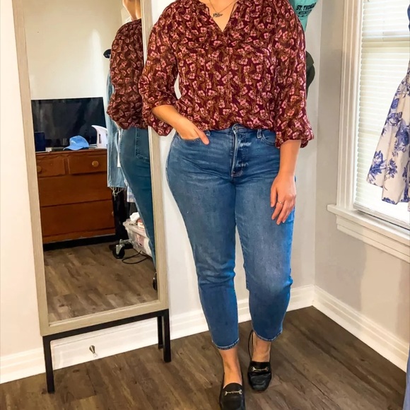 Shimmer Stripe Smocked Tie Neck Blouse - Picture 4 of 6